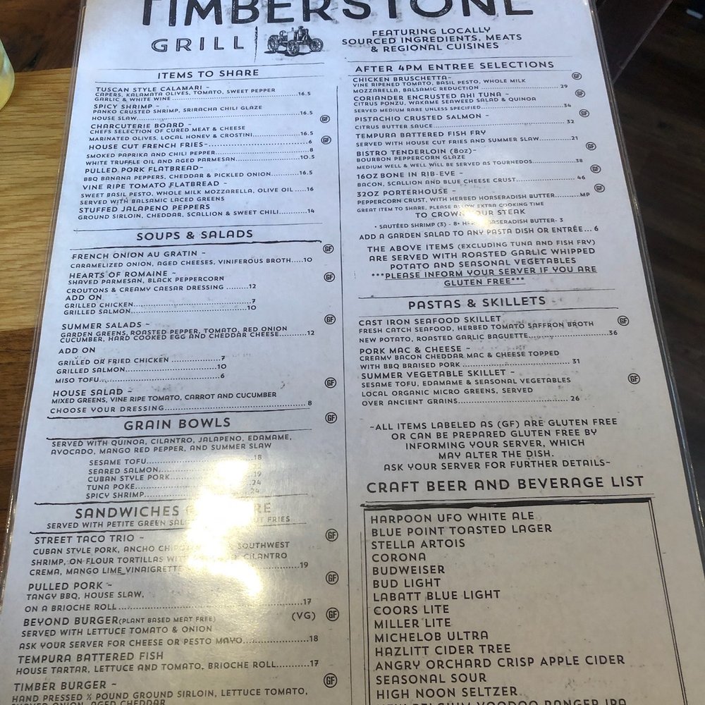 Timber Stone Grill - Menu - New American Near Me - Hammondsport, New York Timber Stone Grill - Menu - New American Near Me - Hammondsport, New York