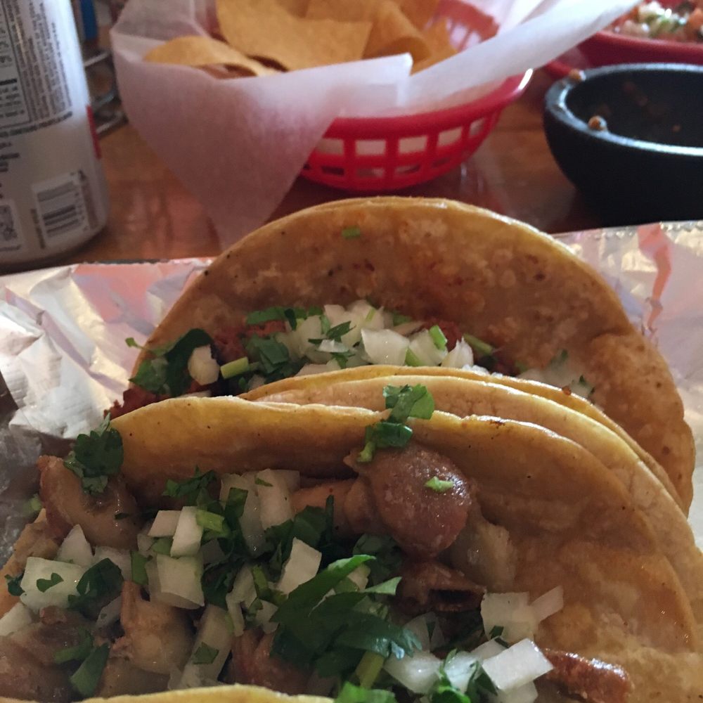 Tacos al pastor and tripe. Yum!!! Tacos al pastor and tripe. Yum!!!