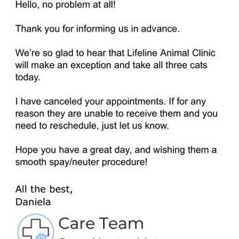 Spay Neuter Vets - The kindest response to my last minute cancellation. - Veterinarians Near Me - Alpharetta, Georgia
