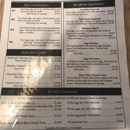 Front of the menu