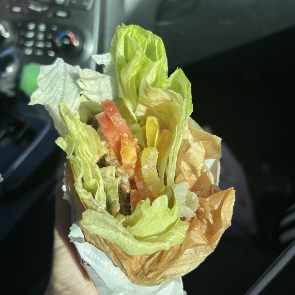 In-N-Out Burger - Hamburger animal and protein style with chopped chilis - Burgers Near Me - Lancaster, California In-N-Out Burger - Hamburger animal and protein style with chopped chilis - Burgers Near Me - Lancaster, California