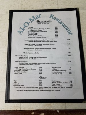 Menu photo 4 Al-O-Mar Restaurant Tularosa, NM