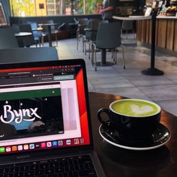 Matcha latte with oat milk, hot. Matcha latte with oat milk, hot.