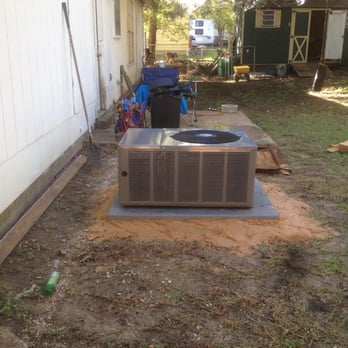 Troy Heating & Air - New outdoor unit set and leveled. Ready to run line set and electrical connections. - Heating & Air Conditioning/HVAC Near Me - Troy, Texas