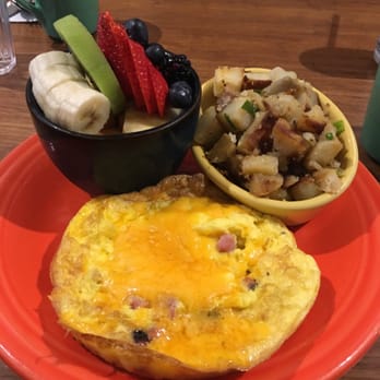 Eight AM - Black Forest ham and cheese frittata with potatoes and fruit. Quite impressed! - New American Near Me - San Francisco, California Eight AM - Black Forest ham and cheese frittata with potatoes and fruit. Quite impressed! - New American Near Me - San Francisco, California