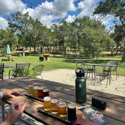 Bell Springs Brewing - Two flights! From left to right: Berliner, Hefeweizen, Oktoberfest, Red, Hefeweizen, Pilsner, Helles, Porter.