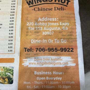 Wings Hut - Menu - Chinese Near Me - Augusta, Georgia