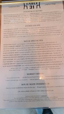 Menu photo 4 Table 31 Mooresville, NC Menu photo 4 Table 31 Mooresville, NC