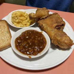 South Florida Style Chicken Ribs and Seafood - 3 piece dark meat fried chicken, baked beans, macaroni and cheese