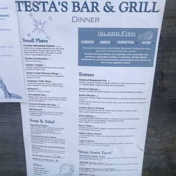 Testa's Bar & Grill - Dinner Menu - Seafood Near Me - Bar Harbor, Maine Testa's Bar & Grill - Dinner Menu - Seafood Near Me - Bar Harbor, Maine