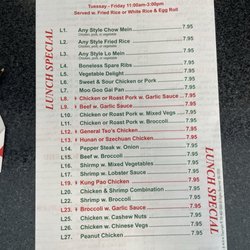 Lunch menu