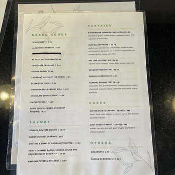 Sucre Table - Menu side 2 - Bakeries Near Me - Tampa, Florida