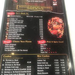 The Shake Seafood - Seafood boil menu