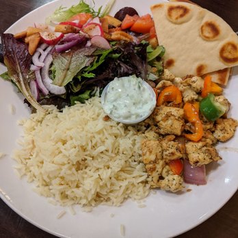 Cafe Moderno - Chicken souvlaki, falloush salad and lentil rice - Cafes Near Me - Montclair, California Cafe Moderno - Chicken souvlaki, falloush salad and lentil rice - Cafes Near Me - Montclair, California