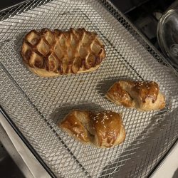 Reheating the apple pie and 2 mini meat boreks at home ($1 each)