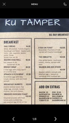 Menu photo 4 KU Tamper North Sydney, NSW