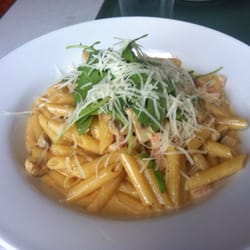 Pasta Etc - Pasta med räkor, champinjoner och chili.