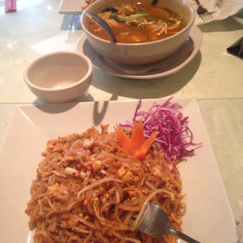 My Thai Downtown - Pad thai noodles with chicken and tom yum soup with chicken - Thai Near Me - Bloomington, Indiana My Thai Downtown - Pad thai noodles with chicken and tom yum soup with chicken - Thai Near Me - Bloomington, Indiana