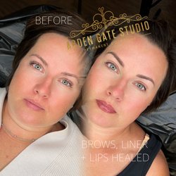 Arden Gate Studio Permanent Makeup - Healed powder brows, lash line eyeliner tattoo and lip blush