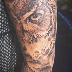 Calaveras Tattoo Studio - Owl with landscape