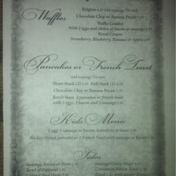 Take-out menu breakfast.