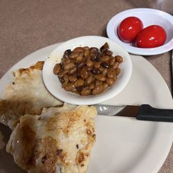 Good Wil's Restaurant - Grilled chicken, baked beans and red beet eggs