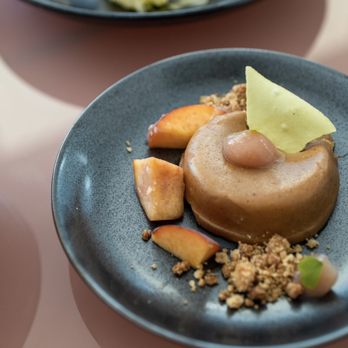 Anomaly SF - Covid-19 Takeout: Corn Pie with Vanilla Shortbread Glaze, Peach, Basil Meringue - New American Near Me - San Francisco, California