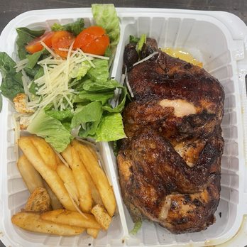 Flaming Grill - Half chicken with Caesar salad and fries - Chicken Shop Near Me - Queens, New York Flaming Grill - Half chicken with Caesar salad and fries - Chicken Shop Near Me - Queens, New York