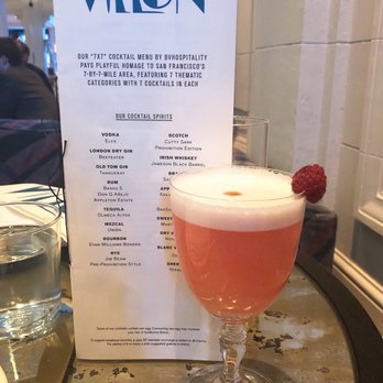 Villon - Clover Club: Gin, blanc vermouth, raspberry, lemon, egg white | $13 - New American Near Me - San Francisco, California Villon - Clover Club: Gin, blanc vermouth, raspberry, lemon, egg white | $13 - New American Near Me - San Francisco, California