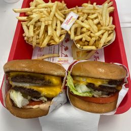 Double-doubles and fries. Double-doubles and fries.
