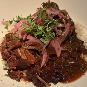 La Bodeguita Del Medio - ROPA VIEJA 'CUBAN CLASSIC' | braised then shredded skirt steak, stewed with chilis, peppers & tomatoes, platanos maduros, yellow rice - Cuban Near Me - Palo Alto, California La Bodeguita Del Medio - ROPA VIEJA 'CUBAN CLASSIC' | braised then shredded skirt steak, stewed with chilis, peppers & tomatoes, platanos maduros, yellow rice - Cuban Near Me - Palo Alto, California