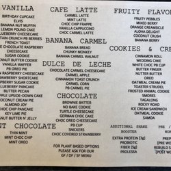 Central Lansing Nutrition - Shake menu