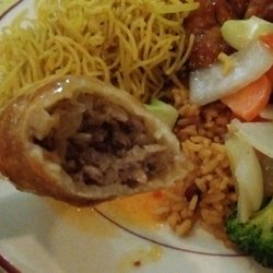 Bambou Restaurant - Egg roll filling, full of meat!
