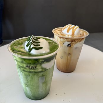 Re Coffee - Matcha einspanner and caramel cream top - Desserts Near Me - Northridge, California