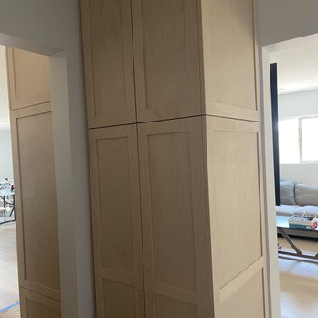 ATA Custom Cabinets - Main pantry (96" tall) with a combination of shelves and glide/pull out shelves. - Cabinetry Near Me - Canoga Park, California