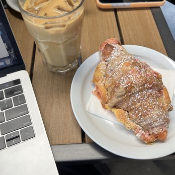 Roseline Coffee - Pistachio rose croissant and iced oat latte - Coffee Roasteries Near Me - Portland, Oregon Roseline Coffee - Pistachio rose croissant and iced oat latte - Coffee Roasteries Near Me - Portland, Oregon