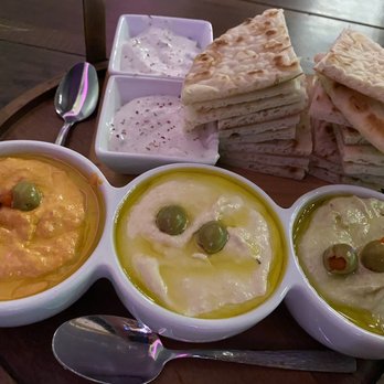 Caspian Restaurant - Hummus sampler - Mediterranean Near Me - Mountain View, California Caspian Restaurant - Hummus sampler - Mediterranean Near Me - Mountain View, California