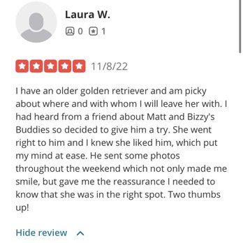 Bizzy’s Buddies - Review From Happy client that Yelp hid from public view - Pet Sitting Near Me