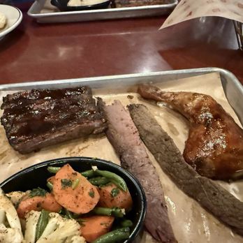Lucille's Smokehouse Bar-B-Que - $25 lunch combo. Two dried out pieces of brisket, tiny quarter rack of St. Louis ribs and a tiny chicken quarter - Barbeque Near Me - Henderson, Nevada Lucille's Smokehouse Bar-B-Que - $25 lunch combo. Two dried out pieces of brisket, tiny quarter rack of St. Louis ribs and a tiny chicken quarter - Barbeque Near Me - Henderson, Nevada