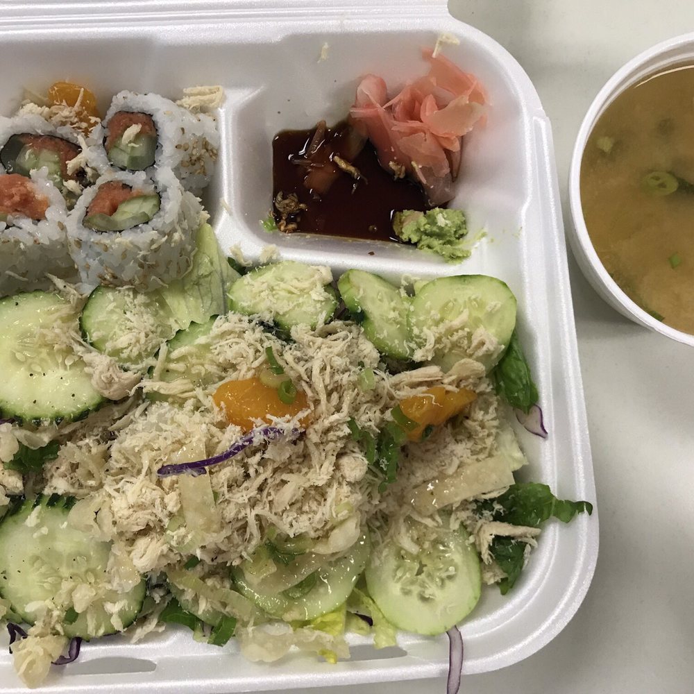 Ladybug Café - Refreshing half portion of Chinese Chicken Salad, half Spicy Tuna Roll, & miso soup - Japanese Near Me - Gardena, California Ladybug Café - Refreshing half portion of Chinese Chicken Salad, half Spicy Tuna Roll, & miso soup - Japanese Near Me - Gardena, California