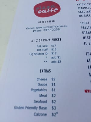 Menu photo 3 Pizza Caffe Brisbane, QLD Menu photo 3 Pizza Caffe Brisbane, QLD