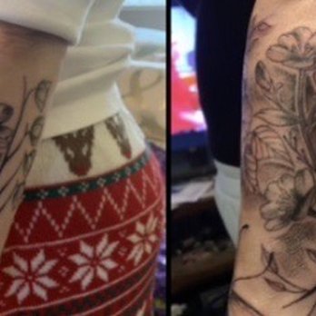 Les Tattoos - This is before and after the touch up on the. Buttercups where they tried to bring it back - Tattoo Near Me - Sacramento, California