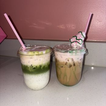 Ginger Sweets Pastry Cafe - Matcha and pink Christmas latte - Bakeries Near Me - Chesapeake, Virginia Ginger Sweets Pastry Cafe - Matcha and pink Christmas latte - Bakeries Near Me - Chesapeake, Virginia