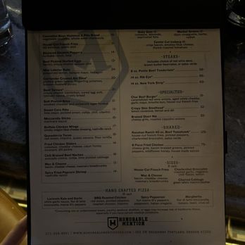 Honorable Mention - Menu May 2026 - Sports Bars Near Me - Portland, Oregon Honorable Mention - Menu May 2026 - Sports Bars Near Me - Portland, Oregon