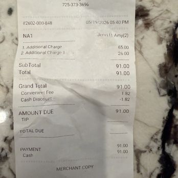 I-Nails Spa - The receipt of what they charged my 11 year old when grandma took her... - Nail Salons Near Me - Las Vegas, Nevada