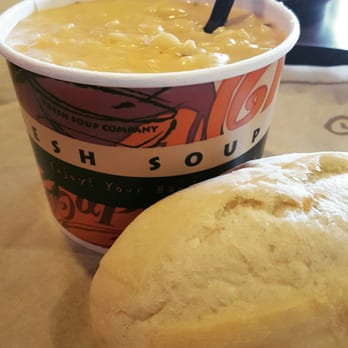 Zoup! Eatery - Macaroni and cheese soup with roll. - Salad Near Me - Mentor, Ohio
