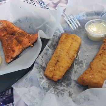 Caplinger's Fresh Catch - Blackened Copper river salmon and fried cod! What a lunch! - Seafood Markets Near Me - Indianapolis, Indiana