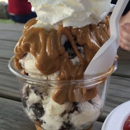 Peanut butter sundae with moose tracks. Peanut butter sundae with moose tracks.