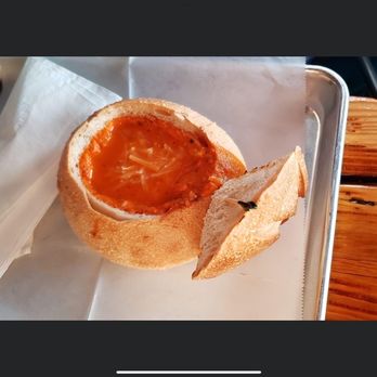ReBAR - Tomato basil soup in sourdough bread bowl - Bars Near Me - Las Vegas, Nevada ReBAR - Tomato basil soup in sourdough bread bowl - Bars Near Me - Las Vegas, Nevada