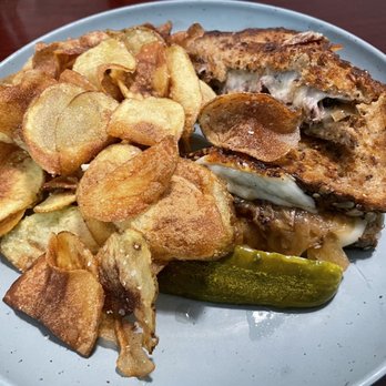 Lulu Kitchen - Short Rib Grilled Cheese - Caramelized Onion / Imported Provolone / Garlic Pickle / Parmesan Chips - Seafood Near Me - Hilton Head Island, South Carolina Lulu Kitchen - Short Rib Grilled Cheese - Caramelized Onion / Imported Provolone / Garlic Pickle / Parmesan Chips - Seafood Near Me - Hilton Head Island, South Carolina